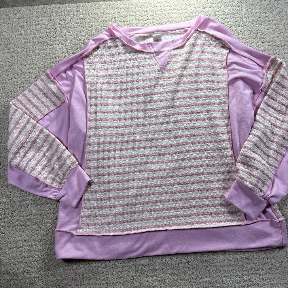 7th Ray Women's Pink/Cream Striped Long Sleeve Size Medium